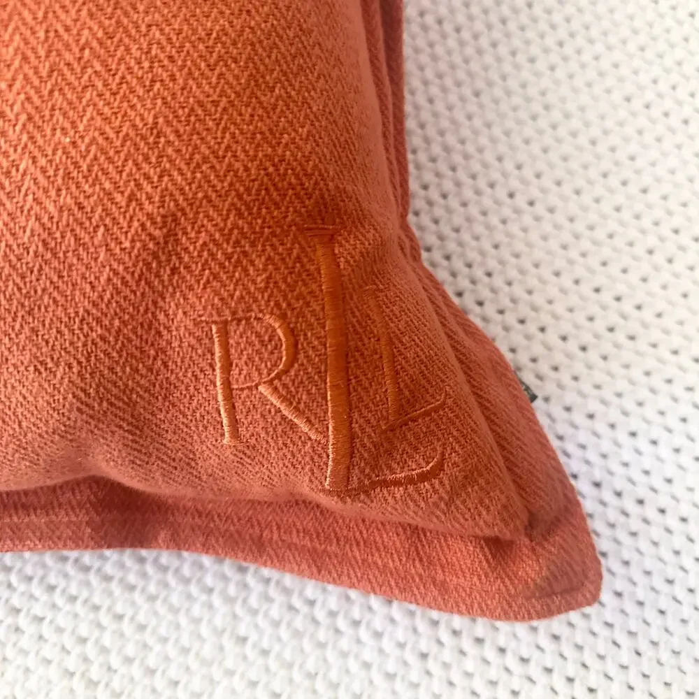 Ralph Lauren Home Orange Rust Beige Lumbar Feather Breakfast Pillow 14